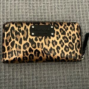 Gently Used Kate Spade Wallet - Black and Gold Leopard Print